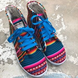 Multi-Colored Canvas high top sneakers
